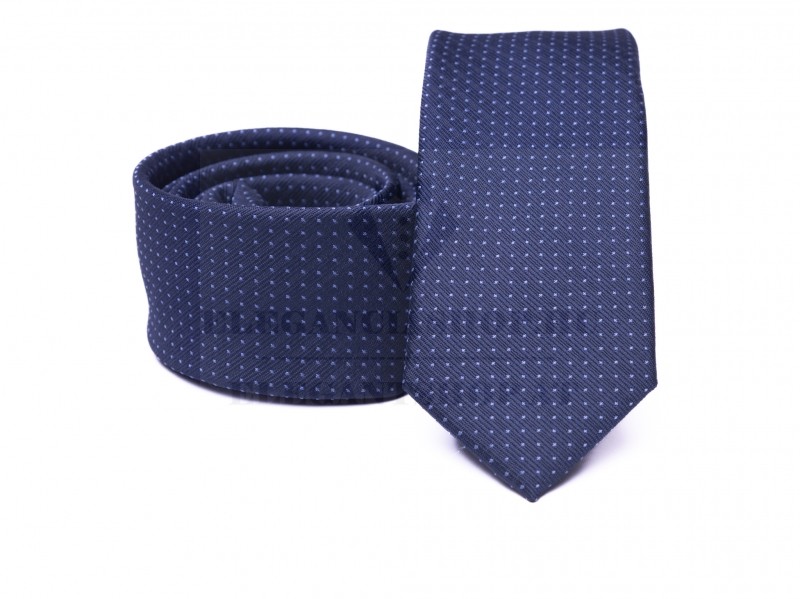 Prémium slim nyakkendő - Kék pöttyös