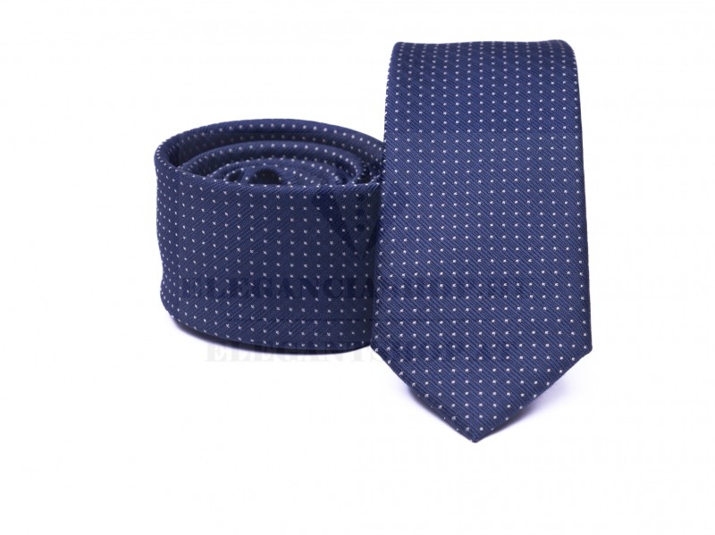 Prémium slim nyakkendő - Kék pöttyös