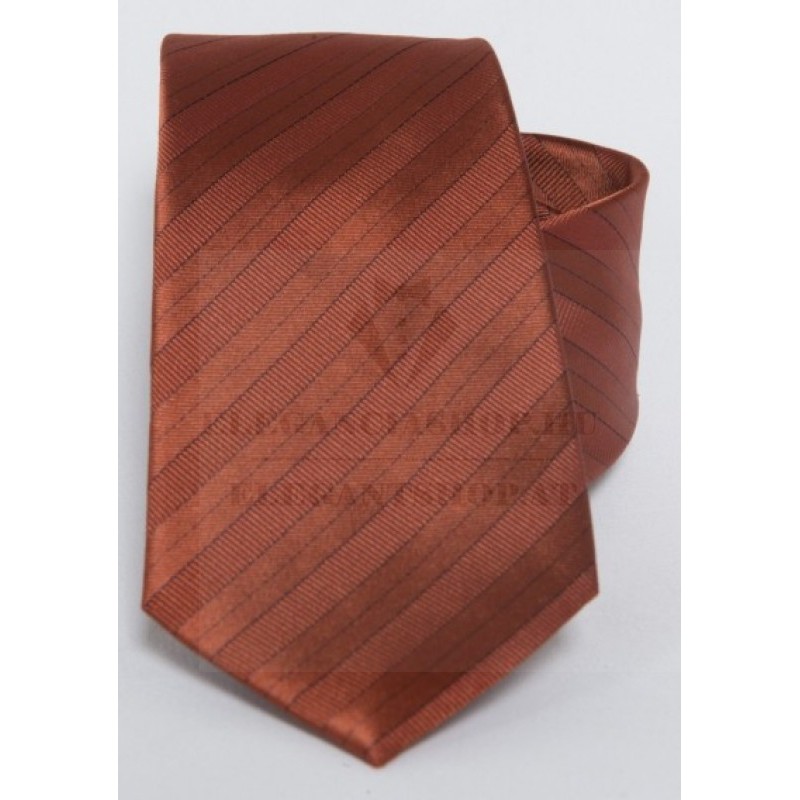 Prémium selyem nyakkendő - Téglavörös csíkos