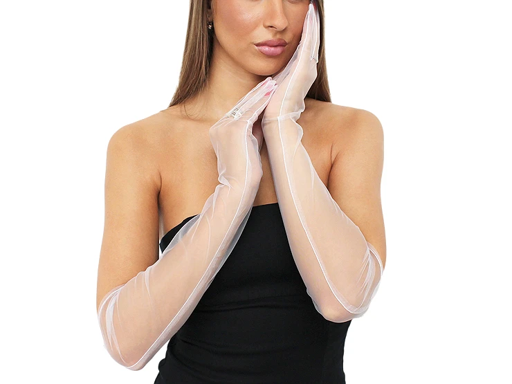 Női alkalmi hosszú tüll kesztyű