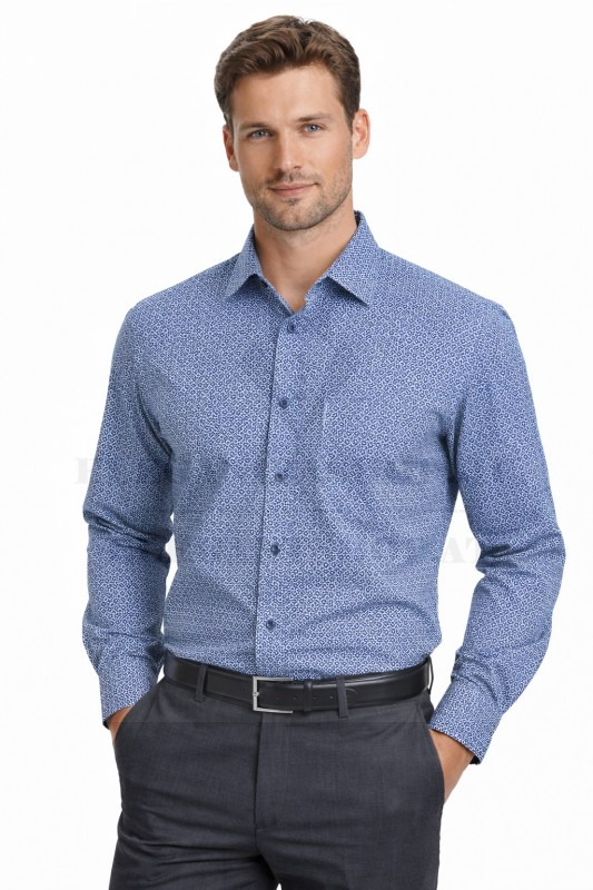 NM h.u normál fit elasztikus ing - Kék mintás