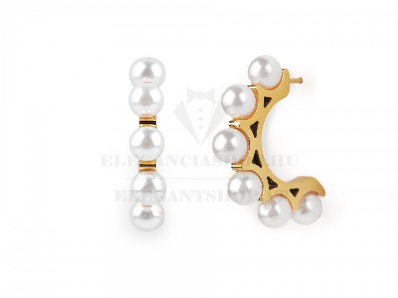 Nemesacél fülbevaló gyöngyös