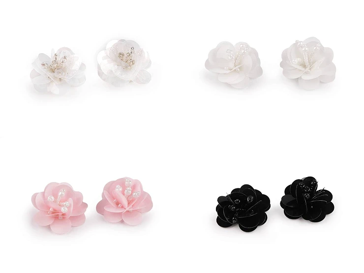 Flitteres virág gyöngyökkel - 10 db/csomag