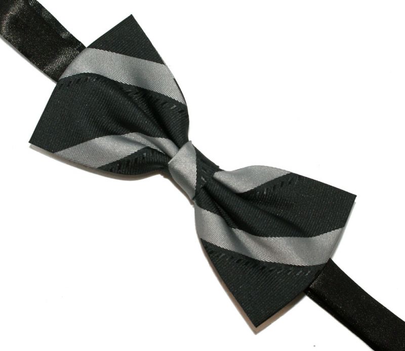 Csokornyakkendő - Fekete-szürke csíkos