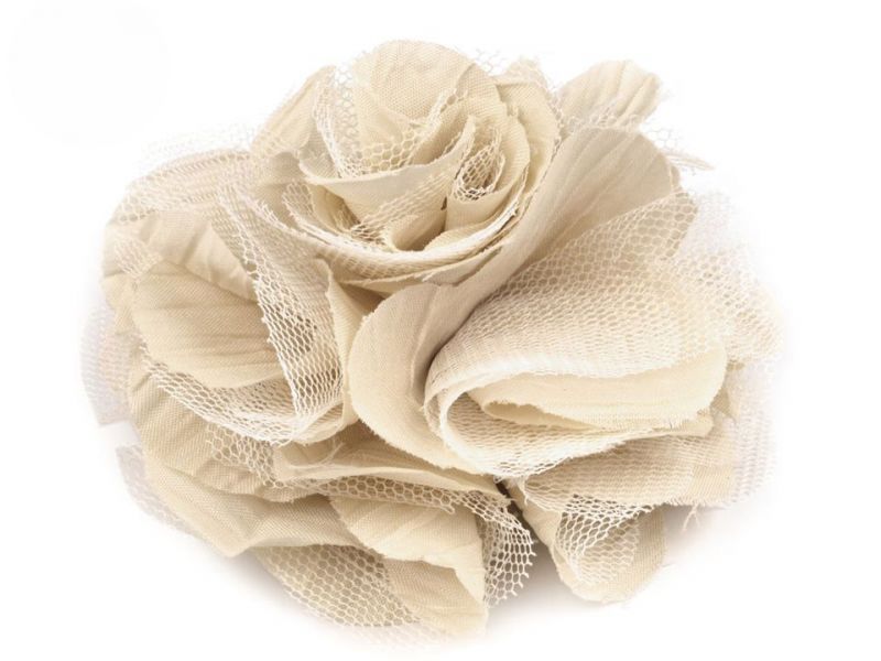 Rózsa kitűző - Ecru