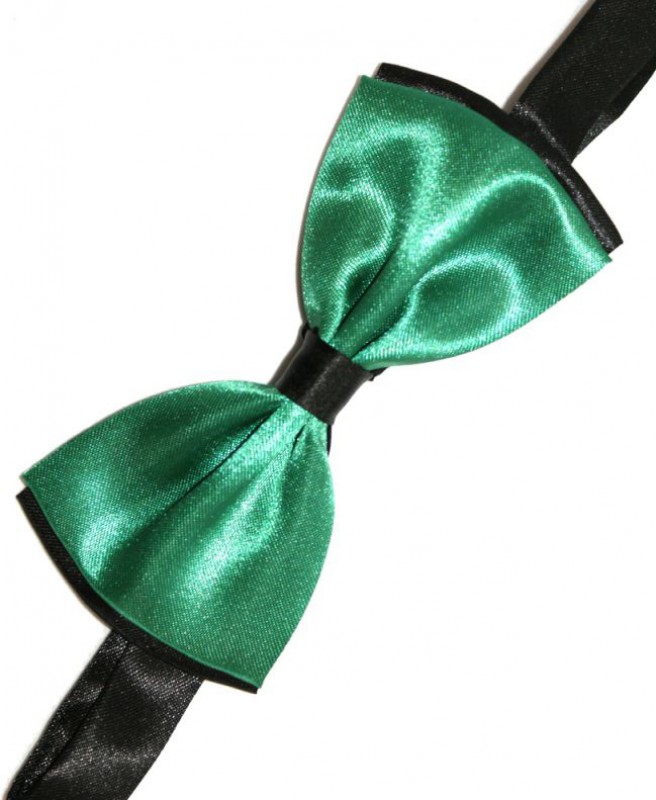 Gyerek szatén csokornyakkendő - Fekete-zöld