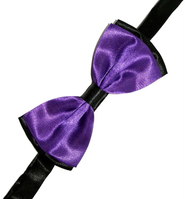 Gyerek szatén csokornyakkendő - Fekete-lila