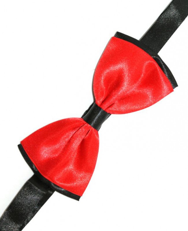 Gyerek szatén csokornyakkendő - Fekete-piros