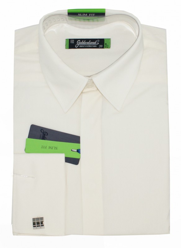 Goldenland slim mandzsettás hosszúujjú ing - Ecru