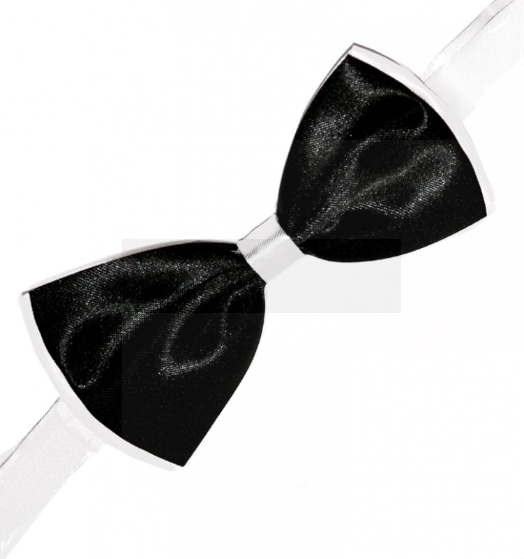 Gyerek szatén csokornyakkendő - Fekete-fehér