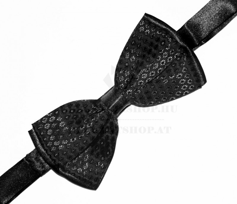 Zsorzsett szatén csokornyakkendő - Fekete strasszmintás