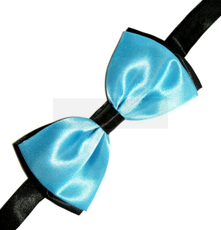 Gyerek szatén csokornyakkendő - Fekete-tűrkíz