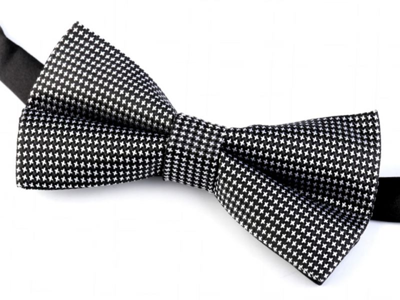 Dobozos csokornyakkendő - Fekete tyúkláb mintás