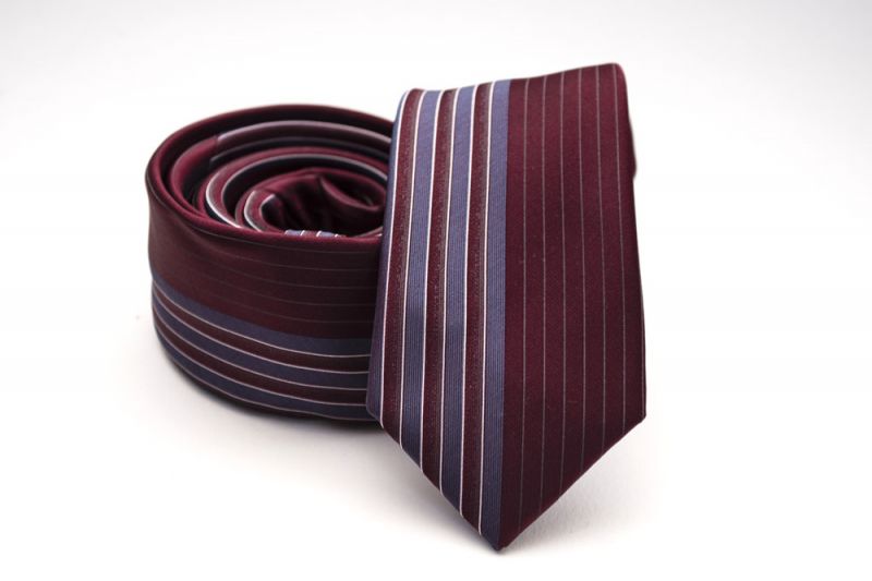 Prémium slim nyakkendő - Bordó csíkos