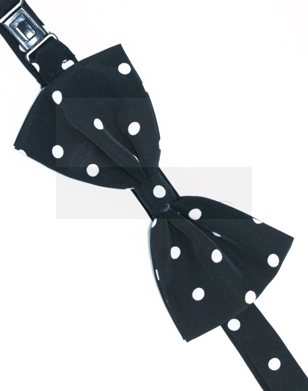 Csokornyakkendő - Fekete-fehér pöttyös