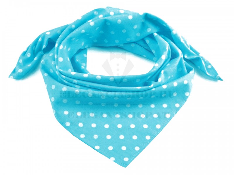 Női pöttyös kendő - Türkíz-fehér