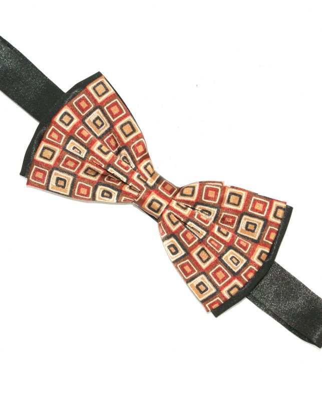 Zsorzsett szatén csokornyakkendő - Fekete-kockás