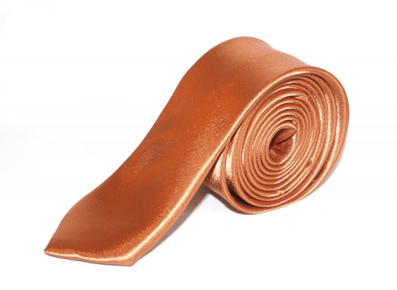 Szatén slim nyakkendő - Aranybarna