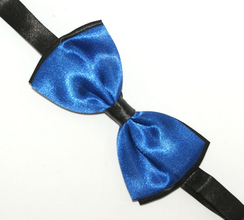 Zsorzsett szatén csokornyakkendő - Királykék-fekete