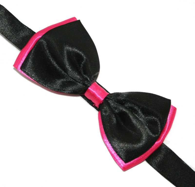 Zsorzsett szatén csokornyakkendő - Pink-fekete