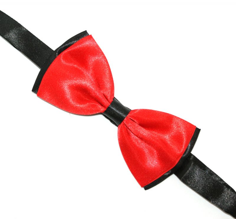 Zsorzsett szatén csokornyakkendő - Piros-fekete