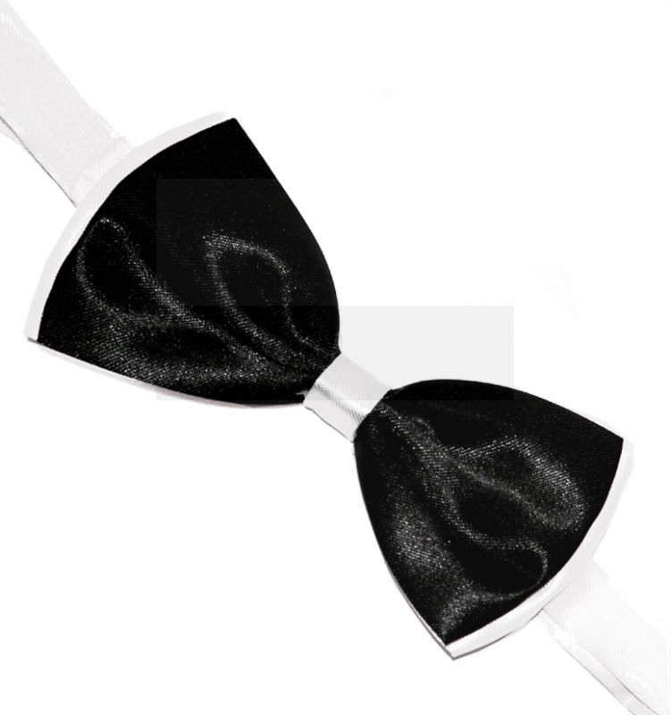 Zsorzsett szatén csokornyakkendő - Fekete-fehér