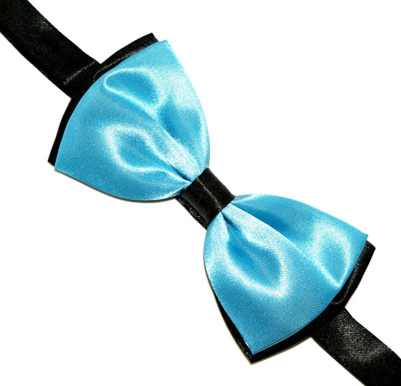 Zsorzsett szatén csokornyakkendő - Tűrkíz-fekete