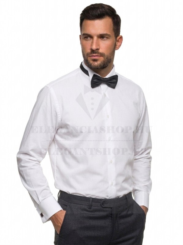Newsmen slim fit szmoking mandzsettás ing - Fehér