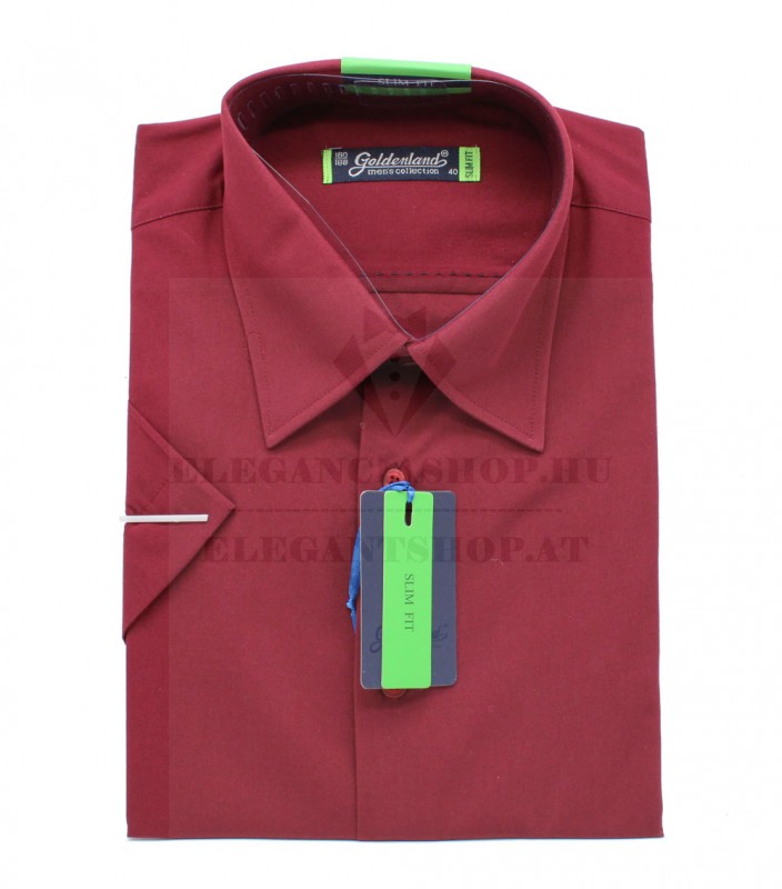 Goldenland slim rövidujjú ing - Bordó