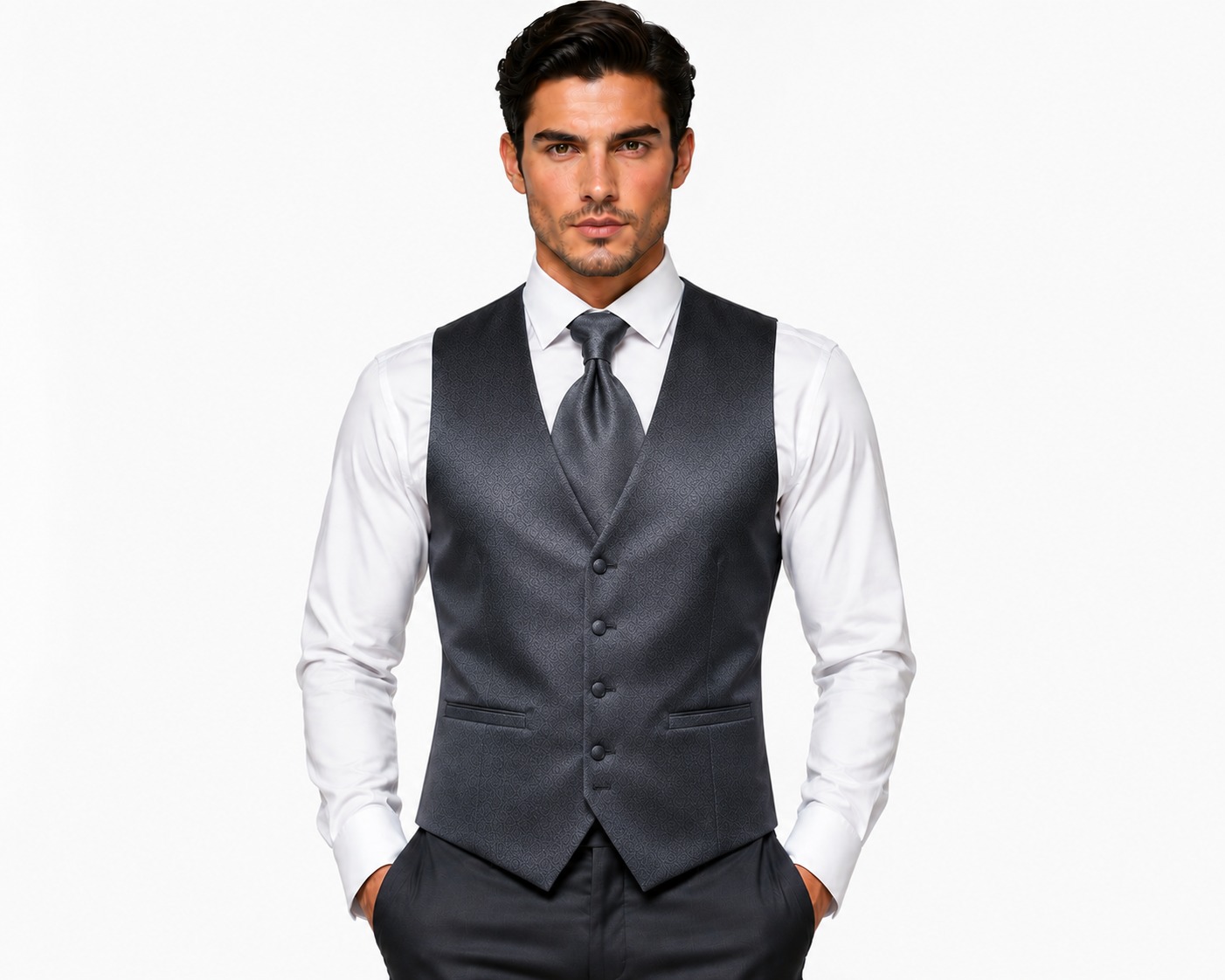 Goldenland alkalmi jaquard mellényszett - Grafit
