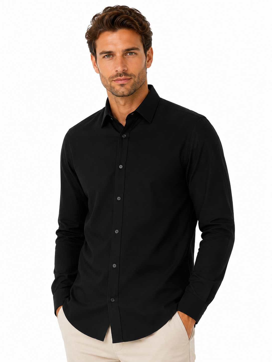 Micro Twill vasalás könnyitett h.u férfi ing - Fekete