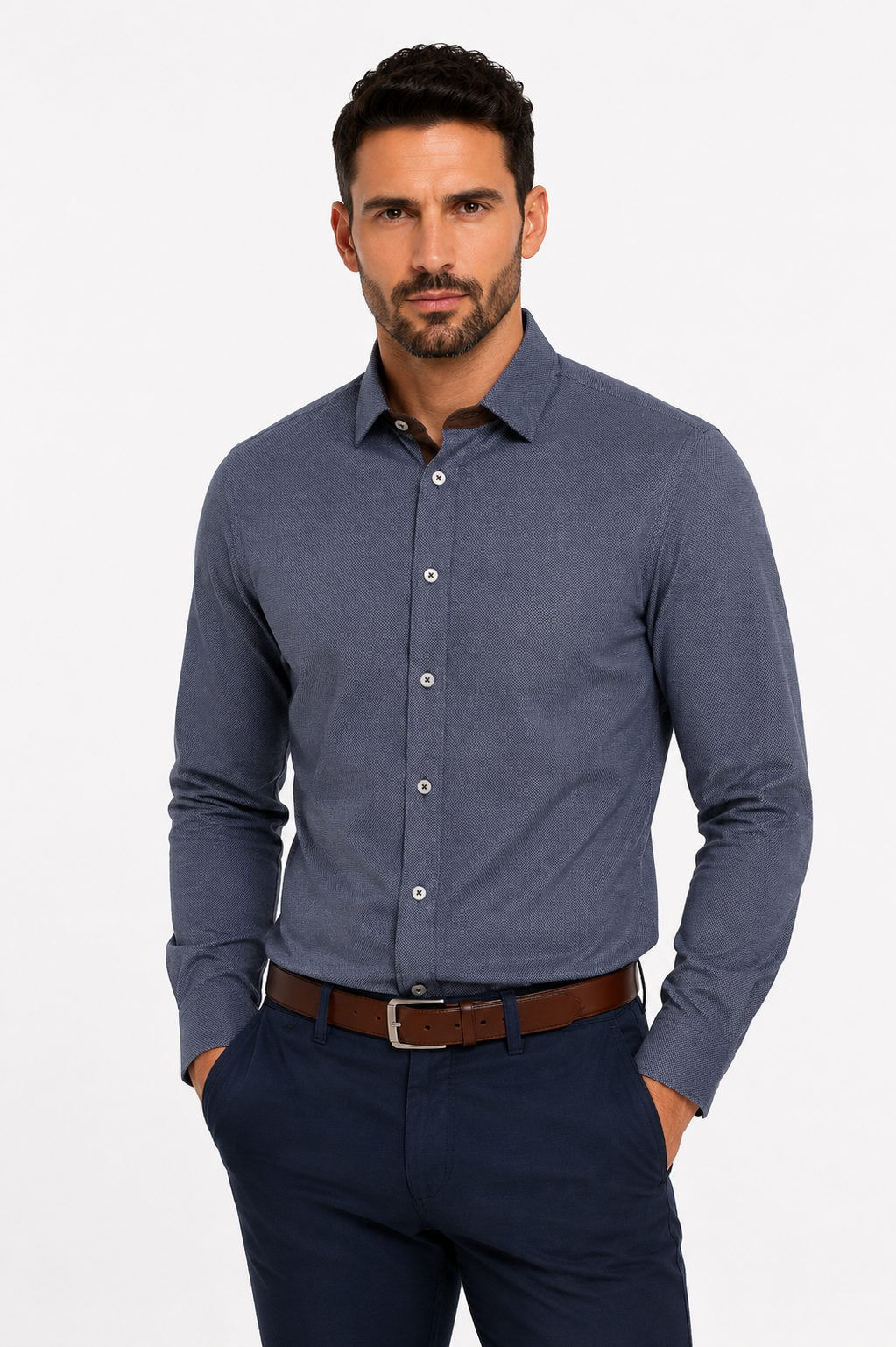 JACQUARD férfi h.u ing - Sötétkék