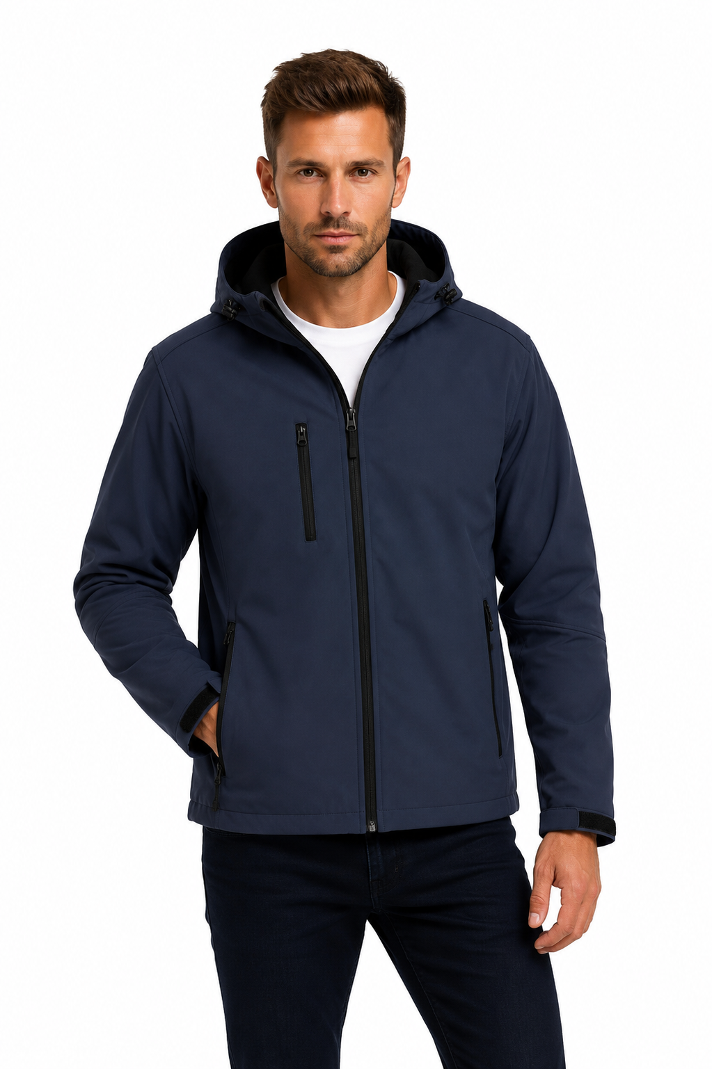 Férfi kapucnis softshell dzseki - Sötétkék
