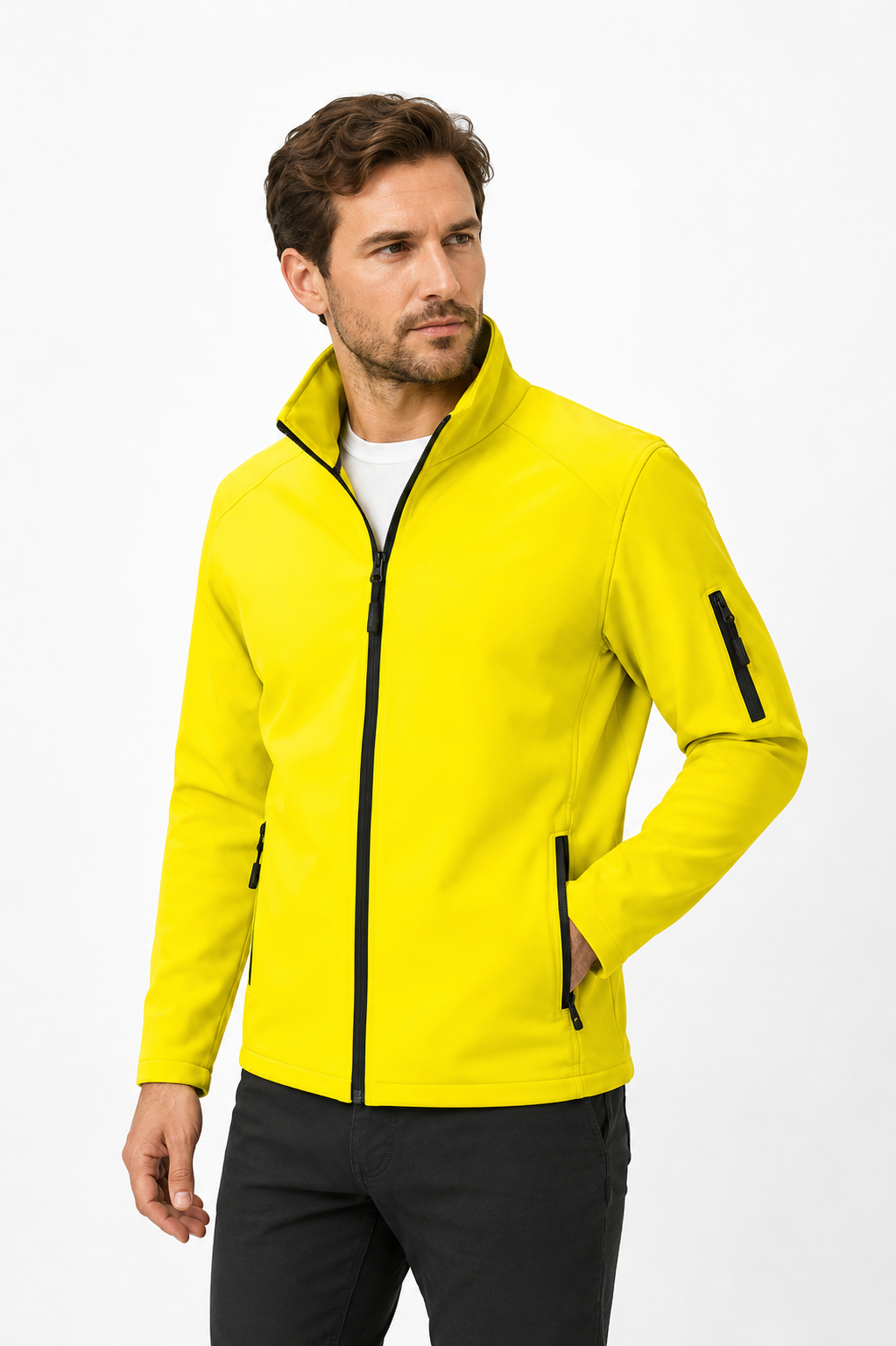 Férfi softshell dzseki - Neonsárga