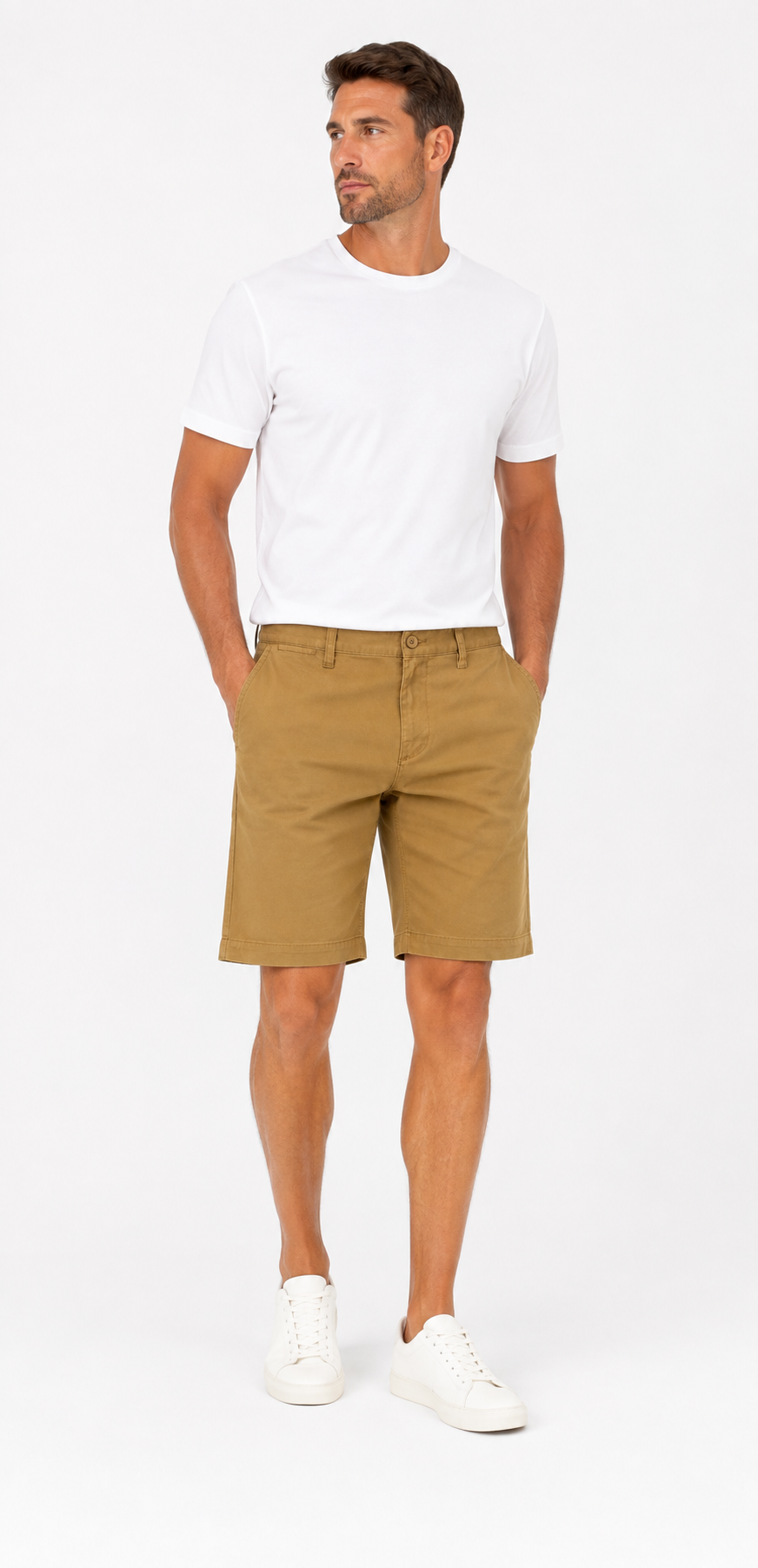 Chino elasztikus pamut bermuda - Camel