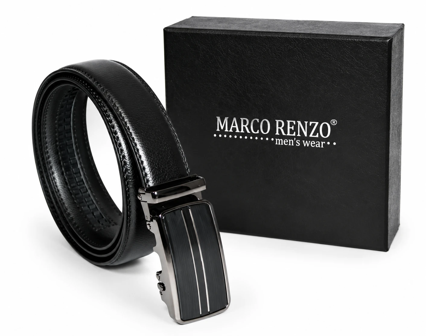Marco Sergioni extra hosszú férfi bőr öv - Fekete
