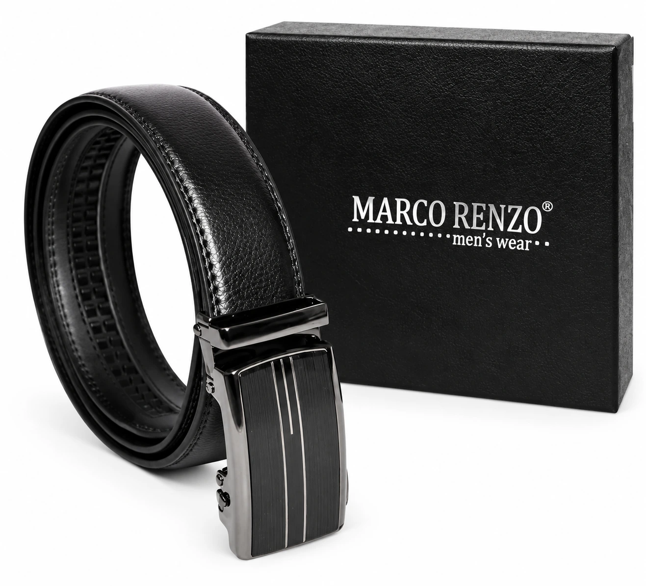 Marco Sergioni extra hosszú férfi bőr öv - Fekete
