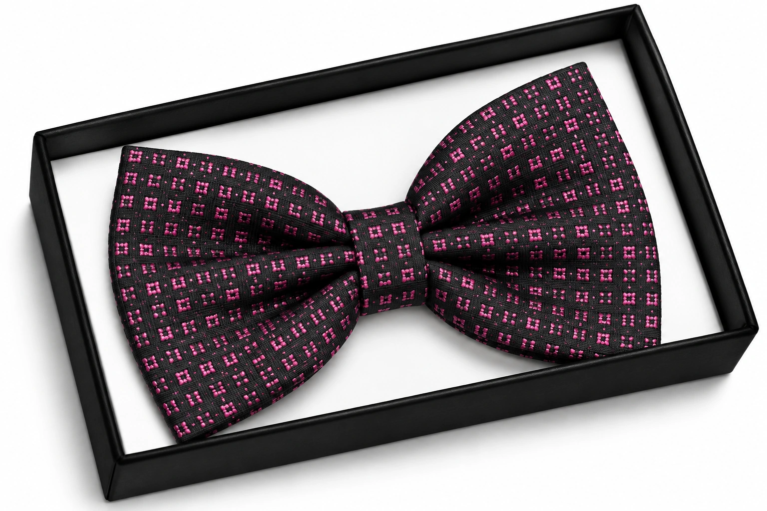 Díszdobozos mintás csokornyakkendő - Pink aprómintás