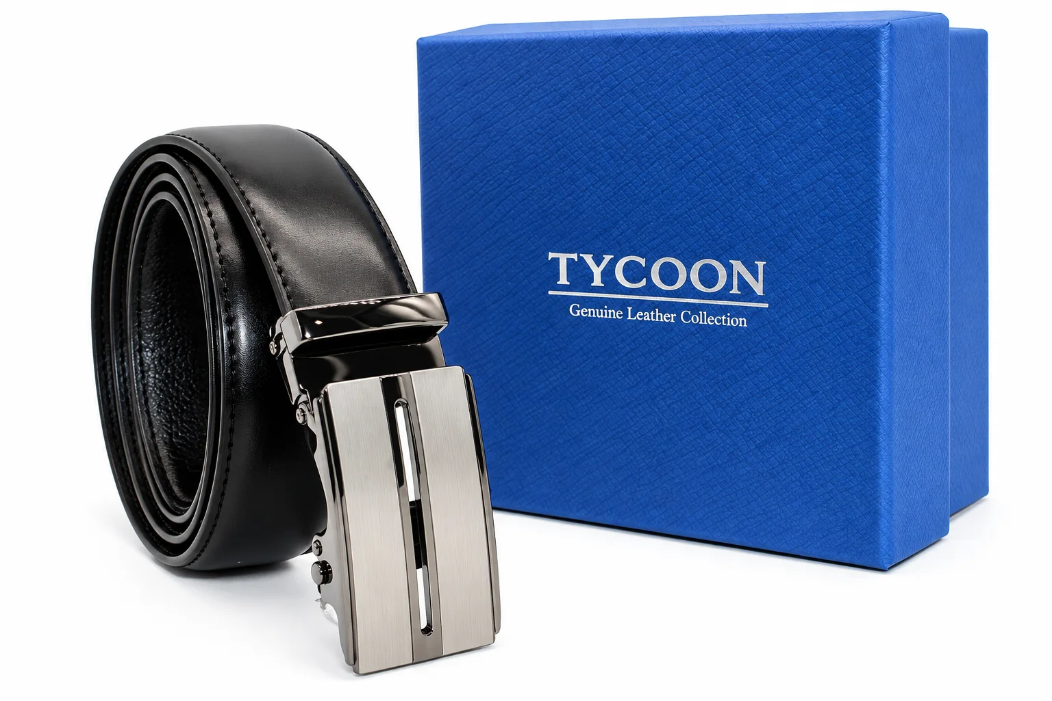 Tycoon extra hosszú férfi bőr öv - Fekete