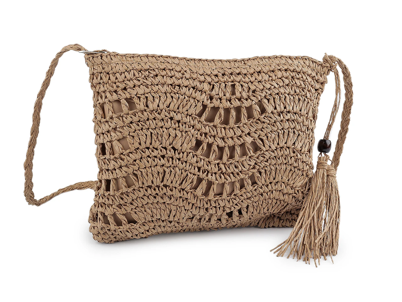 Horgolt raffia táska cipzár zárral
