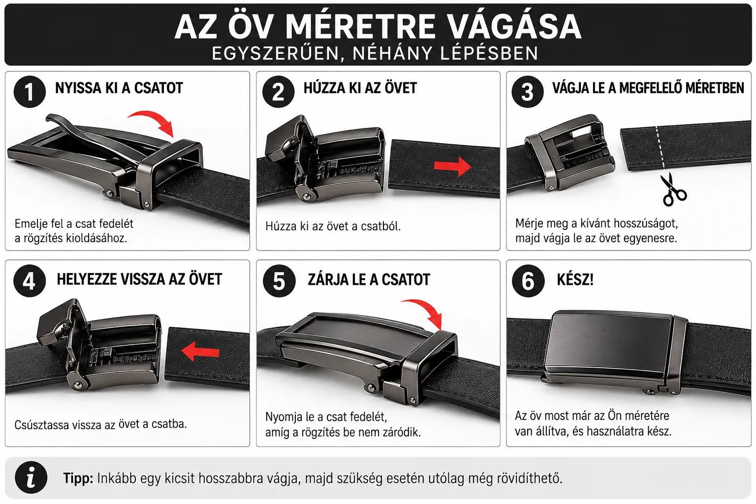 Tycoon férfi bőr öv - Fekete