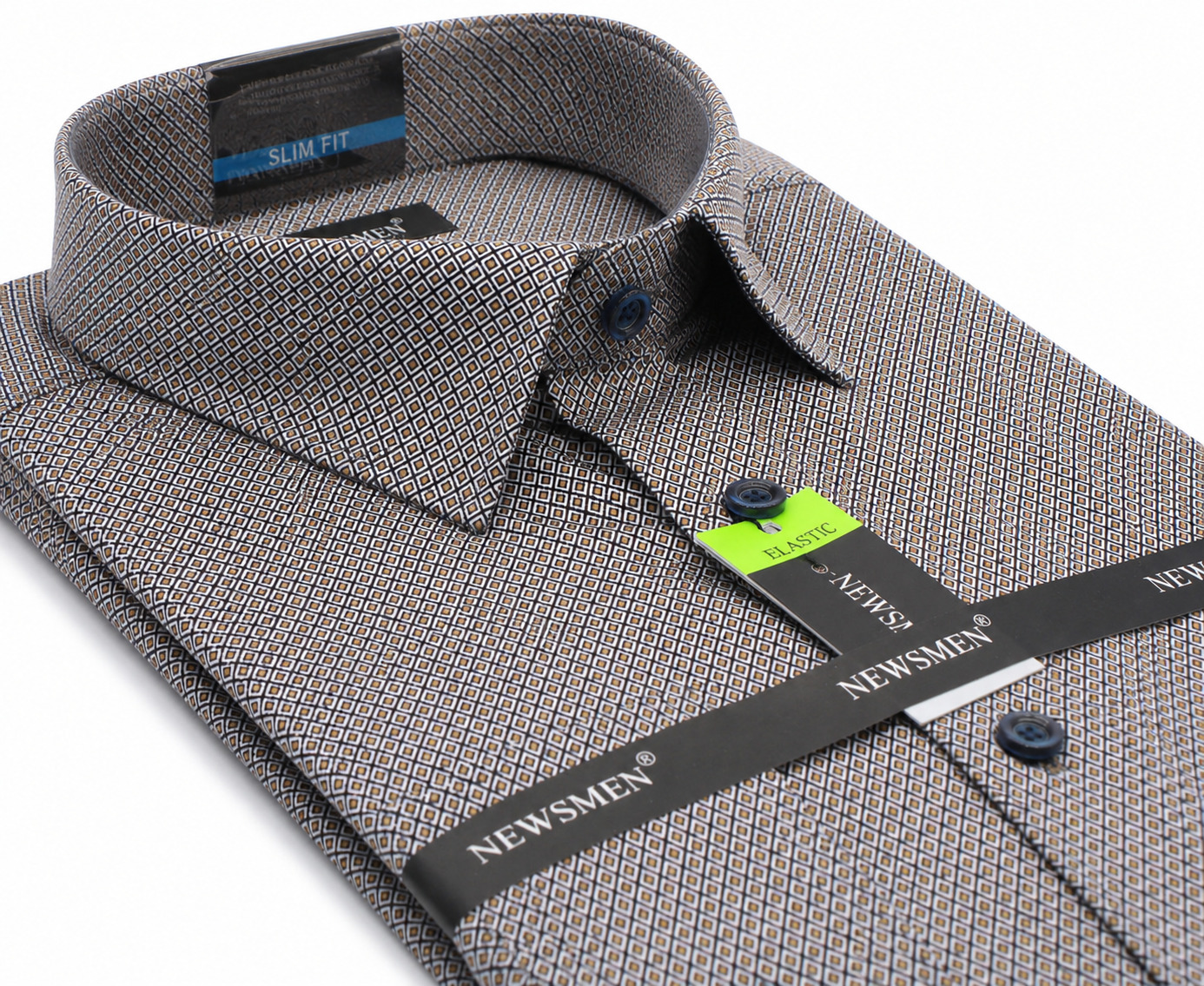 NM h.u slim fit elasztikus ing - Barna aprómintás