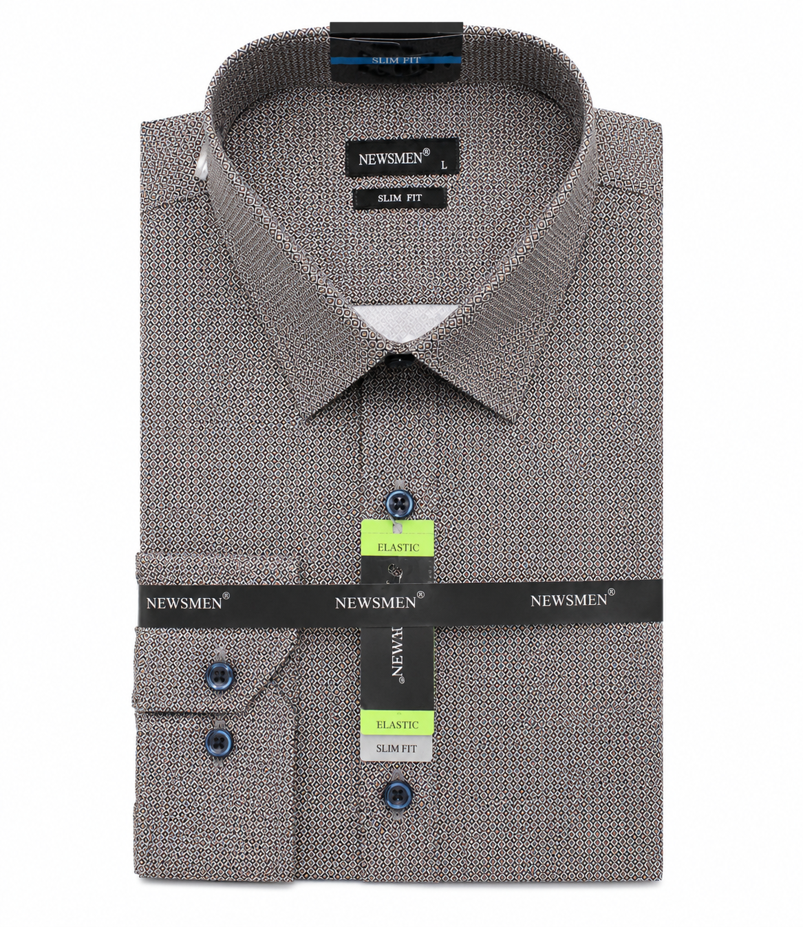 NM h.u slim fit elasztikus ing - Barna aprómintás