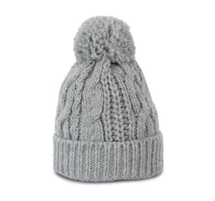 Unisex kötött sapka bojttal - Piros-kék