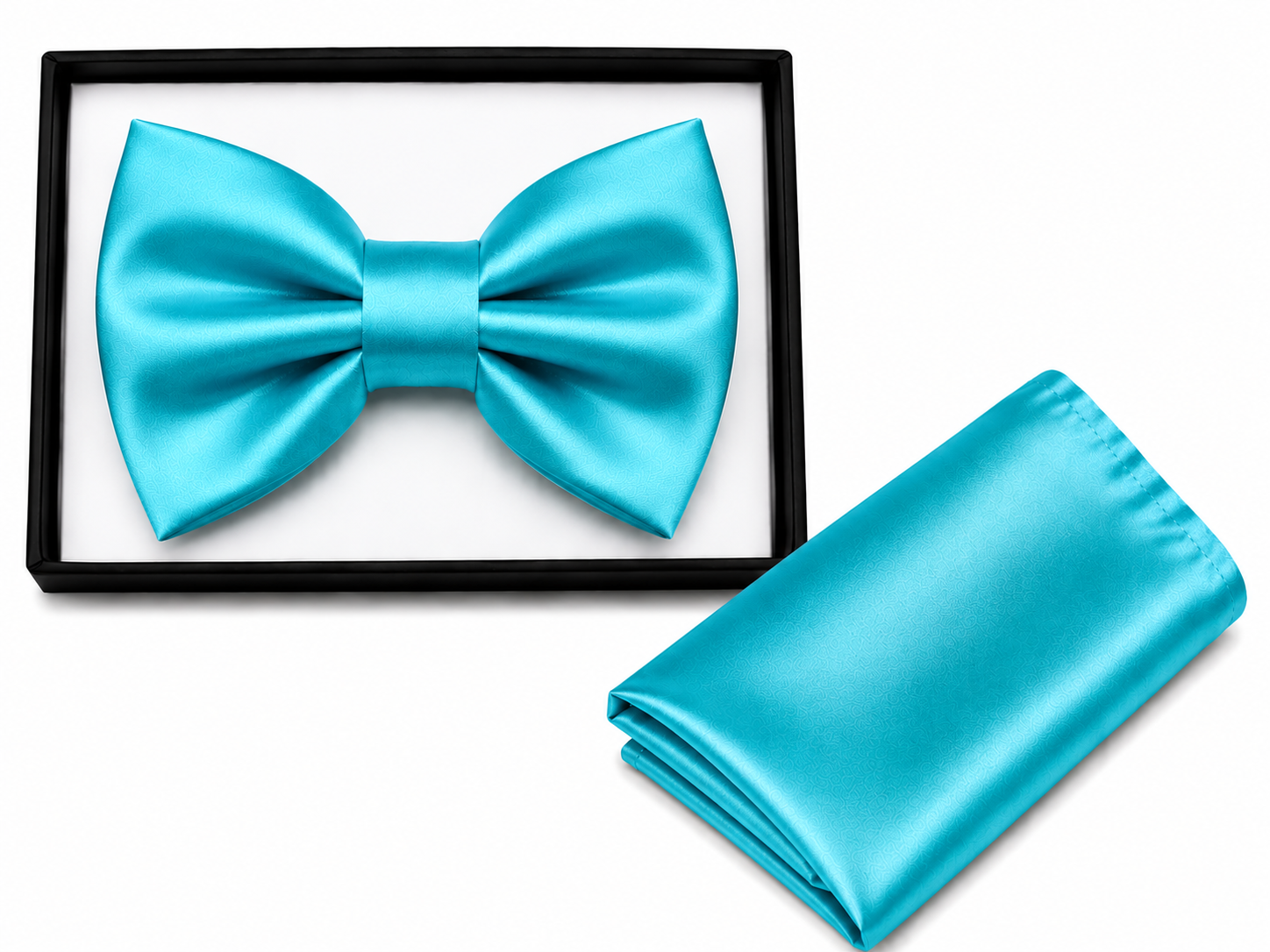 NM Szatén csokornyakkendő szett - Türkízkék