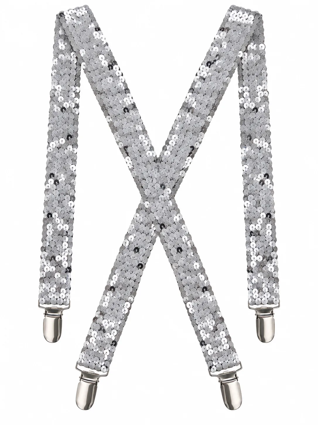 Unisex flitteres nadrágtartó - Ezüst