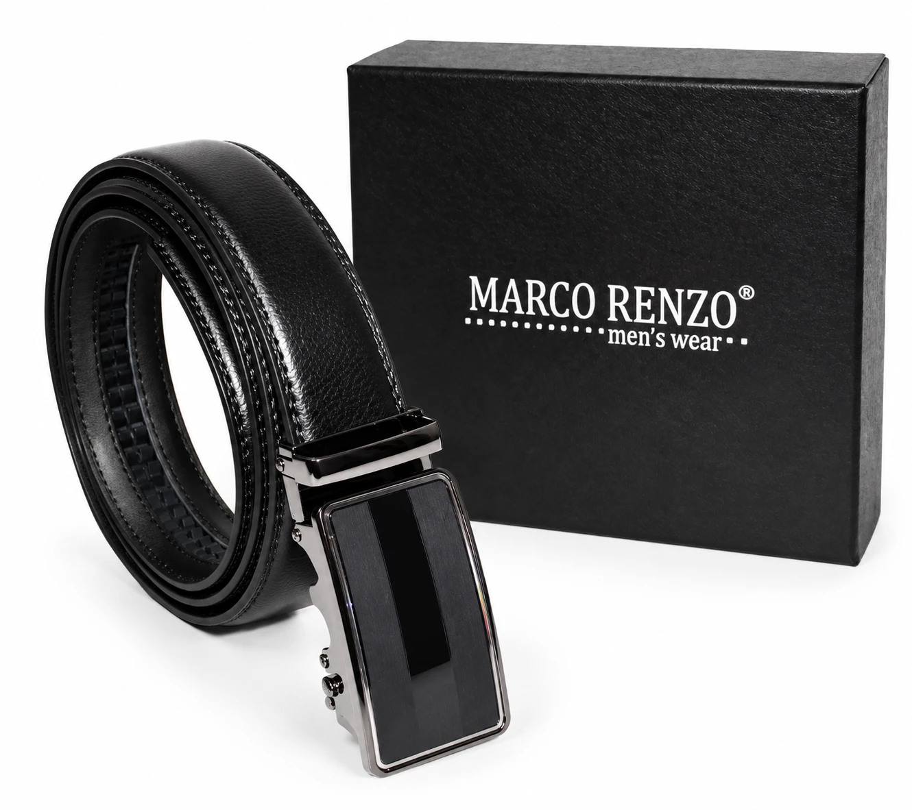 Marco Sergioni extra hosszú férfi bőr öv - Fekete