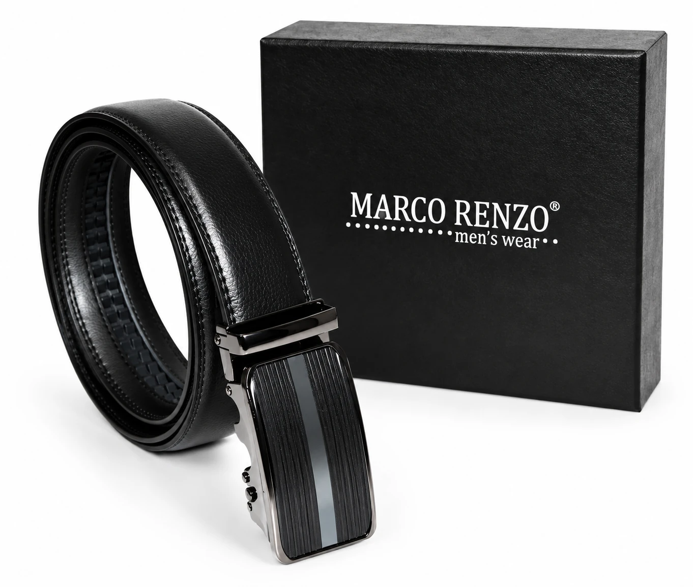 Marco Sergioni extra hosszú férfi bőr öv - Fekete